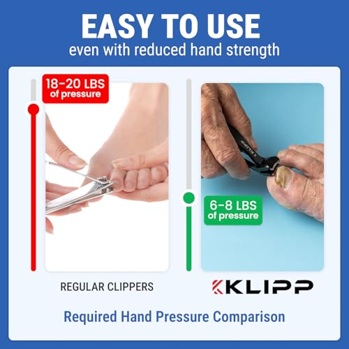 Toenail Clippers for Thick Toenails – KLIPP 15 mm Wide Jaw Thick Fingernail and Toenail Cutter with Curved Stainless-Steel Blades for Seniors (Angled Wide Opening) - size: Angled Wide Opening