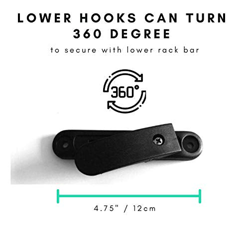 Vincita DIY Bike Pannier Hardware Kit Adjustable Mounting Rail & Hooks | Heavy-Duty Nylon 6 System to Convert Any Backpack or Tote for 16mm Rear Racks - size: Rack Diameter Up to 16mm