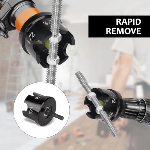 Nut Runner Drill Attachment, Nut Running Tool for Quick Removal of Nuts and Bolts, Fits 1/4", 3/8", 1/2" Threaded Rods for Conduit Racks & Strut Systems (2)