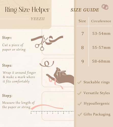 YEEZII Chunky Gold Rings for Women Non Tarnish, 18K Gold Plated Stackable Thumb Ring, Statement Women Rings Set - color: Gold-B