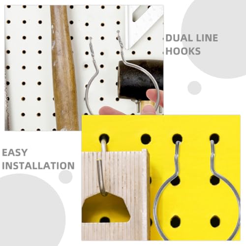 8pcs Heavy Duty Metal Pegboard Hooks, Dual Wire Pegboard Tool Holders for Garage and Workshop, Silver Industrial Hardware Hanging Board Accessories
