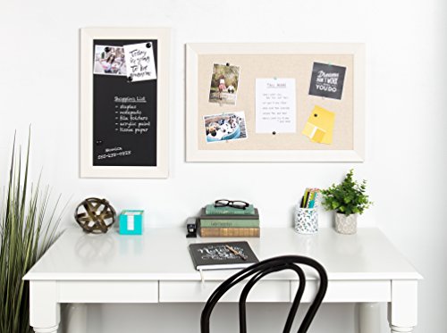 DesignOvation Beatrice Framed Linen Fabric Pinboard, 18x27, White - color: White, size: 18" x 1"