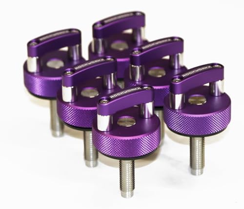 ROCKWORKX Green Billet Aluminum Hard Top Quick Removal Fastener Thumb Screw, Integrated D Ring, Compatible with Jeep Wrangler JK 2007-20018, JL 2018-2022 & Gladiator JT (Purple) - color: Purple
