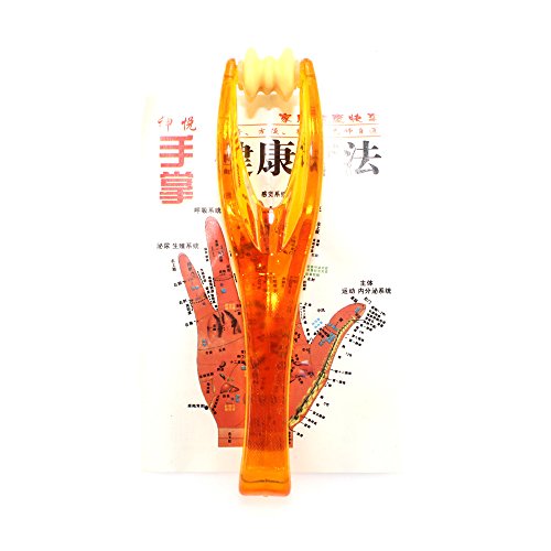 YPY 2 Pieces Orange Finger Joints Massager Hand Handheld Blood Circulation Tool Stress Relief Plastic Care Relax Double Rubber Roller Massage (2)