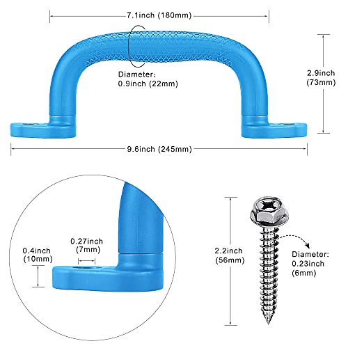 SELEWARE Blue Playground Safety Handles 2Pcs Kids Playground Grab Handles | Non-Slip Durable Plastic Handle Indoor Outdoor Playset Handle for Playhouse, Treehouse, Climbing Frame, Jungle Gym, Swing Set - color: Blue (2 Pack)