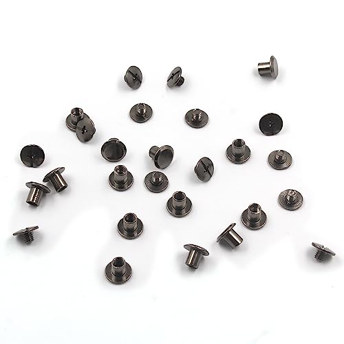Gun Metal Chicago Binding Screws Assorted Kit Nail Rivet Chicago Button DIY Leather Decoration Bookbinding Round Flat Head Stud Screw (Gun Metal 3/16"x1/4"-125 Sets) - size: Gun Metal 3/16"x1/4"-125 sets