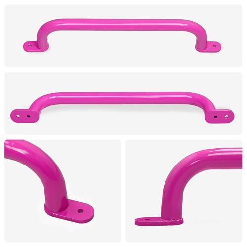 17 Inch Pink Playground Handles Indoor Kids Monkey Bars Ladders 2Pcs | Heavy Duty Solid Metal, Vibrant Color Smooth Glossy Powder Coating, Comfy Secure Grips for Playset Swing Set Climbing Frame - color: Pink - 2 Pack