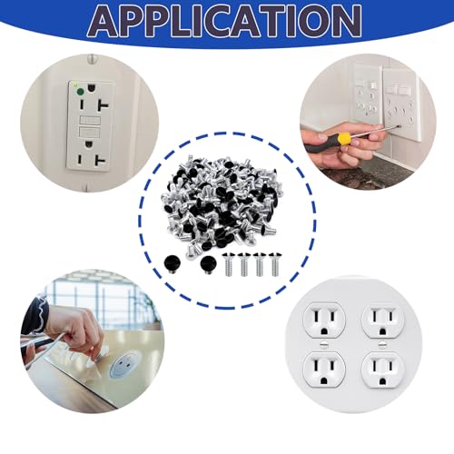60 pcs 3/8" Wall Plate Screws, Black Outlet Screws 6-32 Thread Light Electrical Cover Panel Switch Plate Screws(Black) - color: Black, size: 3/8 Inch