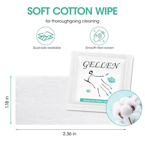 GELLEN Nail Cleanser Pads, 200 Pack Alcohol Prep Pads Individually Wrapped | Nail Cleanser Wipes Remove Tacky Residue, Lint-free Glossy Wipes for Acrylic/Builder/Gel Polish Travel for Perfect Manicure - size: 200PCS