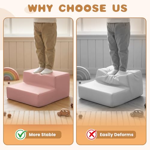 Sumbababy Climbing Foam Blocks for Toddlers: Waterproof Pu Leather Soft Climber - 4 Pcs Toddler Indoor Climbing Toys - Kids Outdoor Playground Playset Best Gift Preschool Daycare Supplies(Pink/Beige) - style: Pink/Beige
