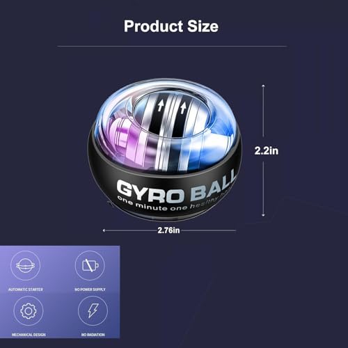 2026 New Curaball Torque Ball, Curaball Hand Exerciser, Gyro Ball with LED Lights and Portable Case, Hand Gripper Strengthener, Grip Strength Trainer for Strengthen Arms,Bones and Muscles