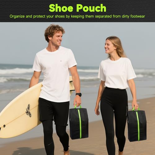 2 Pack Smell Proof Shoe Bags for Travel, Water-Resistant Odor Absorbing Cleat Shoe Organizer with Zipper | Sports Shoe Pouch for Soccer, Golf, Gym, Tennis, Baseball, Running