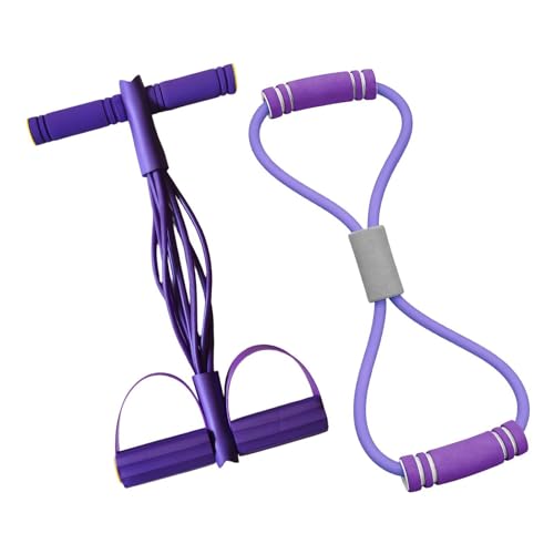 Pedal Puller Resistance Band 8-Tube Puller Rope | with 8-shaped Training Strap Adjustable Elastic Yoga Bands for Stretching for Fitness Workout Pilates - color: Purple