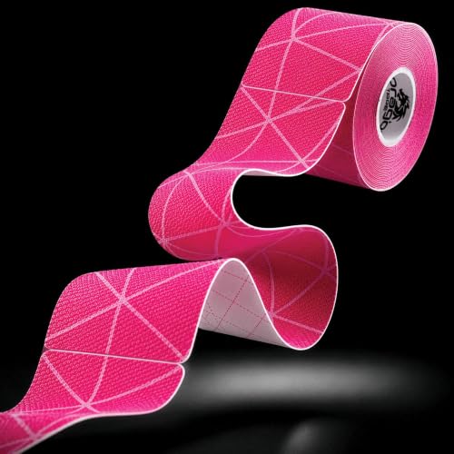 Dragon Tape Copper Infused Kinesiology Tape, Pink, Single Roll | 20 Precut Strips per Roll, Water Resistant, Elastic Athletic Tape, Muscle Strain & Joint Support, Weightlifting & Recovery - color: Pink, size: Single Roll