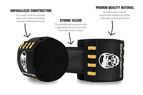 Gymreapers Knee Wraps for Squats and Powerlifting 72 Inch Compression Wraps with Strap for Men & Women Weightlifting Support - color: Desert Tan