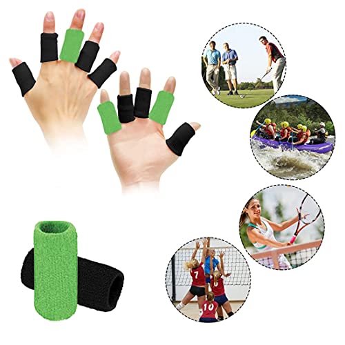 ELANE 40 PCS Finger Splint Finger Holster Thumb Brace Support Elastic Sleeves for Finger Support,Knuckle(Black & Green) - color: black+green