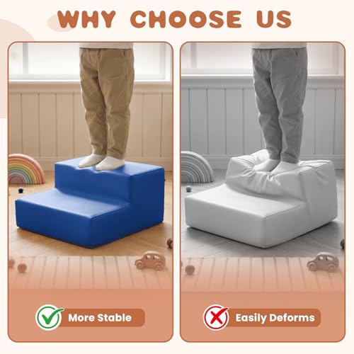 Sumbababy Climbing Foam Blocks for Toddlers: Waterproof Pu Leather Soft Climber - 4 Pcs Toddler Indoor Climbing Toys - Kids Outdoor Playground Playset Best Gift Preschool Daycare Supplies(Blue/Brown) - style: Blue/Brown