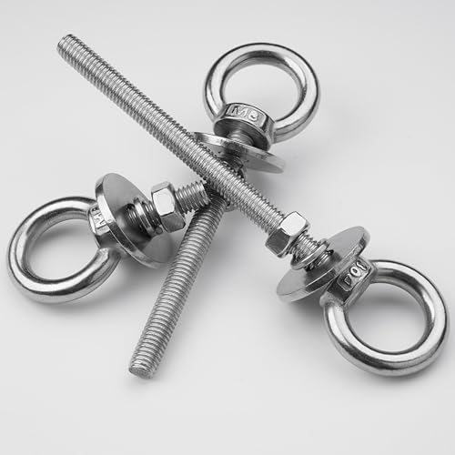 4 Pack M8 Stainless Steel Eye Bolts with Nuts, 5/16" x 1" Eye Bolts | 304 Stainless Steel Eye Bolt,Eye Bolts Heavy Duty for Hang Tie Down Outdoor,m8 eye bolt,Long Lifting Ring Eye Bolt - size: M8x26mm (5/16"x1")