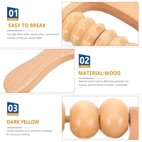 SHINEOFI 2Pcs Wooden Massage Roller, Hand Muscle Roller Stick, Bead Massage Tool for Legs, Manual Wood Therapy Tools for Arms Feet Shoulder Acupoint Tissue Relief