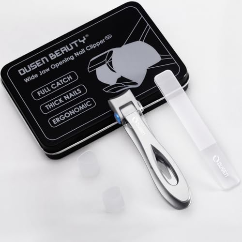 Nail Clippers with Catcher - Anti Splash Wide Jaw Opening Thick Toenail Clippers for Seniors | Self-Collecting Fingernail Cutter Heavy Duty Toe Nail Clippers for Men & Women | Silver | L - color: Silver (L)
