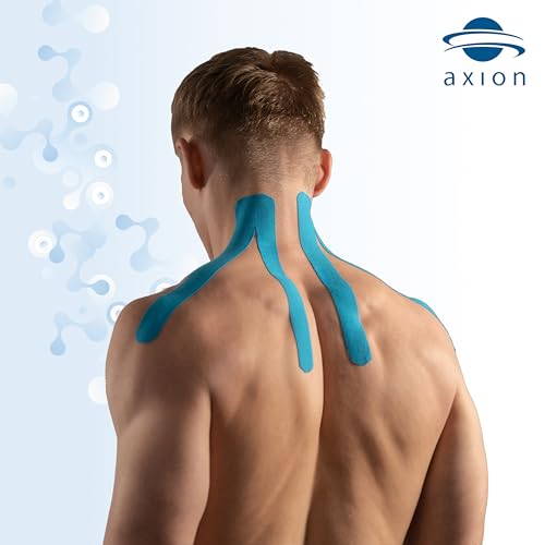 axion Kinesiology Tapes PRECUT Blue Beige | 50 Pre-Cut Sport Tape Strips 10x2 in | Waterproof • Skin-Friendly • Elastic | Kinesiology Tapes Ideal for Sports - color: 09) 50 Strips Beige/Blue