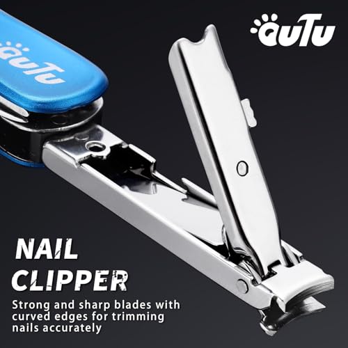 OUTU Keychain Nail Clippers Multitool, 7 in 1 EDC Utility Tool with Nail Clipper, Scissors, Manicure Sets Gifts for Him Men Husband Dad Boyfriend (Blue) - size: Blue