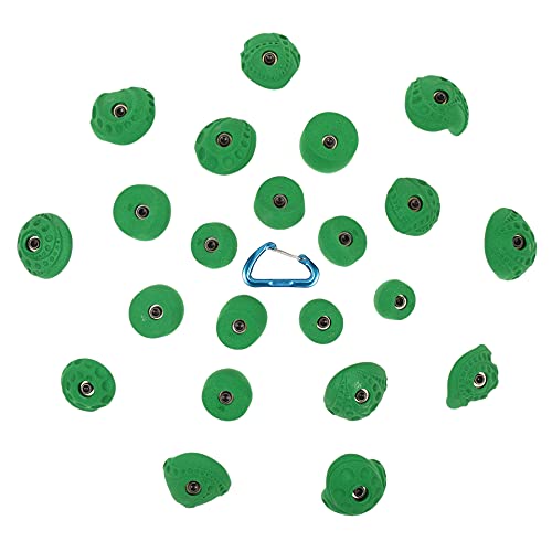 Atomik Climbing Holds 22 Pack Tennis Shoe Friendly Bolt-on in Bright Tone Green