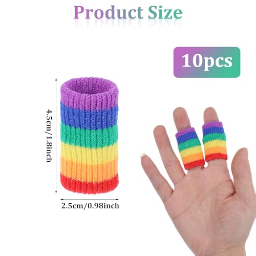 Yuanchu Crochet Finger Guard, 10 PCS Finger Covers Compression Finger Sleeves Elastic Knitting Finger Protector Breathable Protectors Sport Arthritis Swelling Cushion for Writing