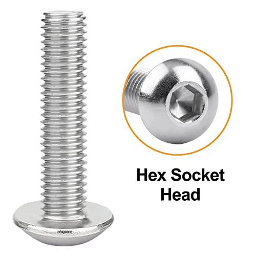M8-1.25 x 16/20/25/30/40mm Button Head Socket Cap Screws VIGRUE 135PCS M8 Allen Hex Drive Screws Nuts Washers Assortment Kit 18-8 Stainless Steel 304, Bright Finish, Fully Threaded - size: m8 button stainless 16-40mm