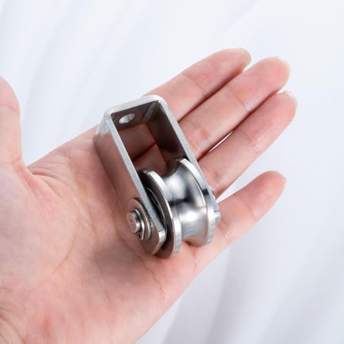 Cable Pulley Wheel for Rope with Ball Bearing, Smooth No Noise, Wall Mounted Ceiling Fixed Wire Pulley for Pulley System Lifting, DIY Home Gym, Winch, 2 Pack