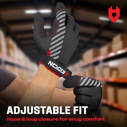 NoCry Utility Gloves for Men with Reinforced Fingers and Thumb Crotch; Double Stitched Palm and Touchscreen Tips; Breathable and Highly Flexible; — Ideal for Mechanics, Construction and Yard Work - size: X-Large, style: Lite