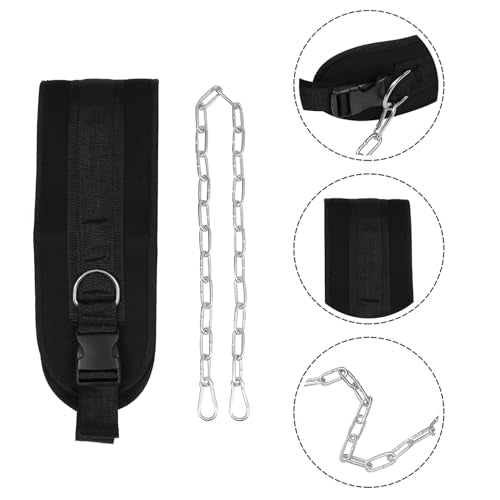 Weighted Dip Belt with Galvanized Chain for Pull-ups and Dips Knitted Tape Support for Back Comfort Muscle Strengthening Resistance Equipment for Weight Training and Fitness