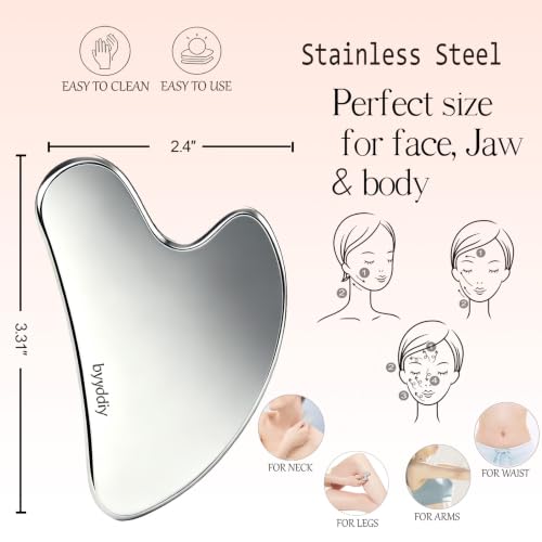 BYYDDIY Stainless Steel Gua Sha Facial Tools, Metal Gua Sha for Face,Tighten Skin Massage, Guasha Beauty Tool for Body Eyes (W.F-s.S) - style: W.F-s.S