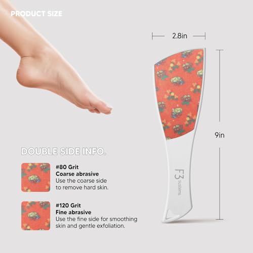 S-Line Emery Foot File, Colossal Double-Sided Pedicure Tool, Effective for Cracked Heel, Ergonomic Design for Easy Grip (Pattern) - color: Pattern