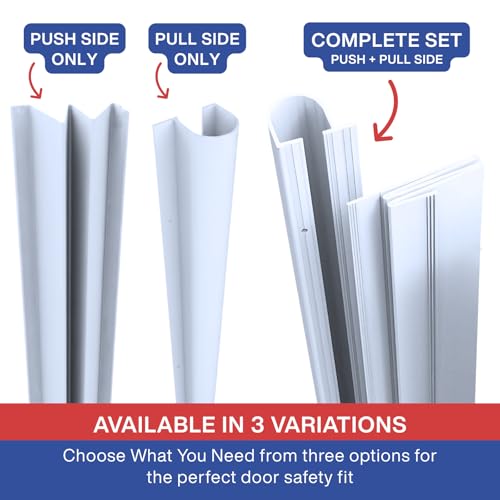 Fingersafe Home Door Finger Guard Protector for Kids - 43” uPVC Push Side Easy 3M Stick-On Safety Hinge Cover, Door Pinch Protector for Babies - Made in USA Finger Pinch Door Guard for Kids - style: HOME-PUSH -SIDE
