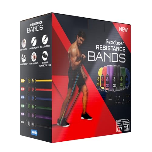 Readaeer Resistance Bands, Exercise Bands for Working Out with Handles | Resistance Bands with Handles, Door Anchor for Home Gym Full Body Strength Training, Muscle Tone, Yoga - size: 25-300LBS