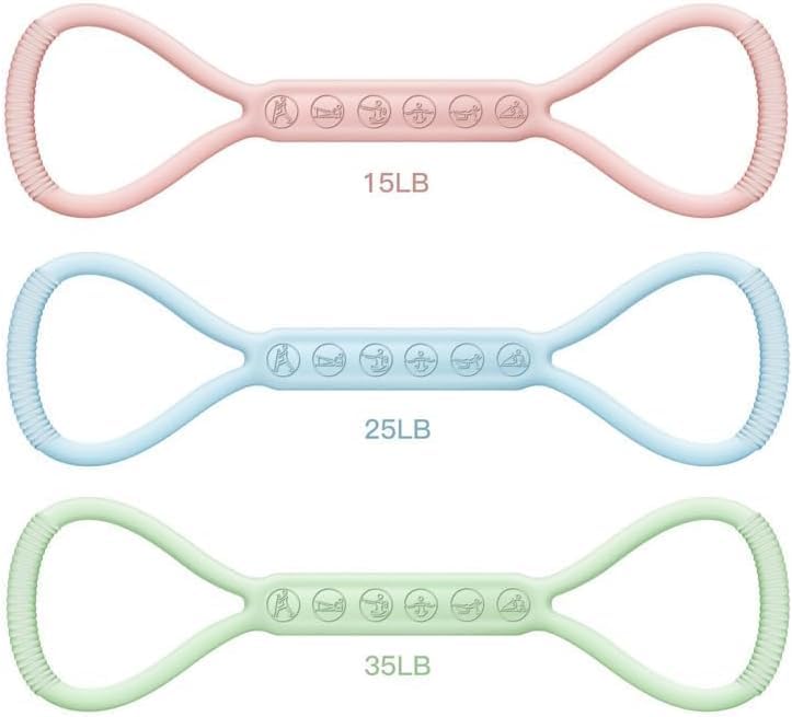 2026 Upgraded Figure 8 Resistance Band for Physical Therapy, Shoulder Back Arm Exercise Bands, 3 Resistance Levels for 15 25 35lb for Kids Adult Elderly - color: 15LB Pink