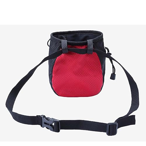 Drawstring Pouch Gym Chalk Bag Refillable Equipment Portable Wide Opening Design Wrist Bush Lightweight Carry Bag Suitable for Climbing - color: Red