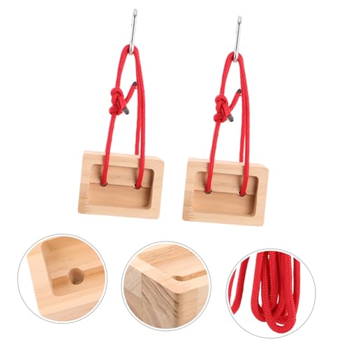 BESPORTBLE 2pcs Wooden Rock Climbing Fingerboard Set for Grip Strength Training, Portable Climbing Hangboard with Incremental Depth Pockets, Indoor and Outdoor Finger Trainer for Climbers