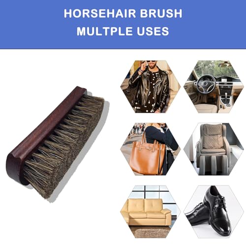 2-Pack Shoe Brush, Horsehair Brush & Boar Bristle Brush | 100% Pure Horsehair & Boar Bristle, Premium Beech Handle – Restores Shine While Deep Cleaning Leather, Boots & Sneakers - color: Yellow and Brown