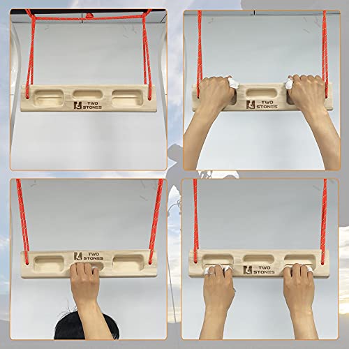 Two Stones Portable Fingerboard as Rock Climbing Training Boards with Edges and Pockets, Portable Climbing Hangboard as Rock Climbing Finger Strengthener Training Indoor and Outdoor