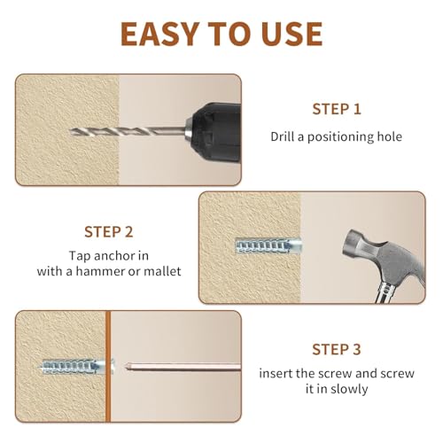 24-Piece Hollow Wall Expansion Screw Set with Screws, Loose Hinge Hole Repair Tool, Suitable for Concrete, Hollow Walls, Wood, and Hinge Hole Repairs (6x32mm) (Silver) - color: Silver