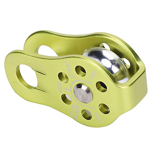 20KN Small Rope Pulley, Rock Climbing Pulley with Ball Bearings for Rock Climbing, Traction, Transportation, and More - color: Green