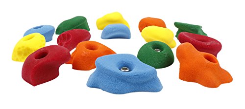 Atomik Climbing Holds Set of 15 Bolt-On Classics in Assorted Bright Tones