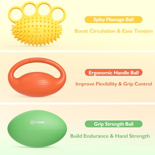 FitBeast Hand Exercise Ball Setโ3 Pack Hand Squeeze Balls for Hand Therapy, Grip Strength, Finger & Wrist Training, Stress Balls for Adults, Ideal for Rehab, Arthritis, Carpal Tunnel