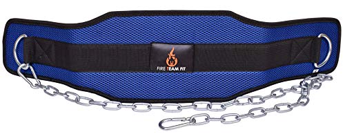 Weighted Belt with Chain, For Pullups, Dips, Weight Lifting, Powerlifting, & Cross Training - color: Blue