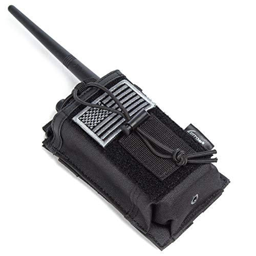 Tactical Molle Radio Holster Holder Case Military Heavy Duty Pouch Bag for Two Ways Walkie Talkies Adjustable Storage with 1 Pack Patch