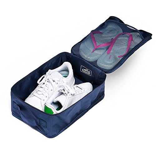 Travel Shoe Bags, Foldable Waterproof Shoe Pouches Organizer-Double Layer (6 Navy Shoe Bags) - color: Navy, size: 6 Packs