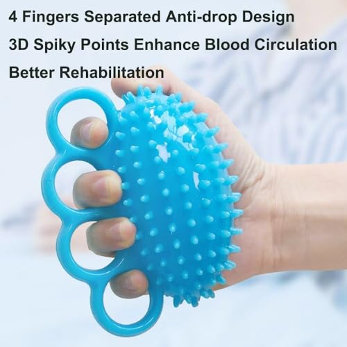 Hand Grip Strengthener Finger Exerciser Ball for Hand Physical Therapy, Stroke, Arthritis, Stress Relief, Muscles Massage, Gifts for Elderly Parents - color: Blue