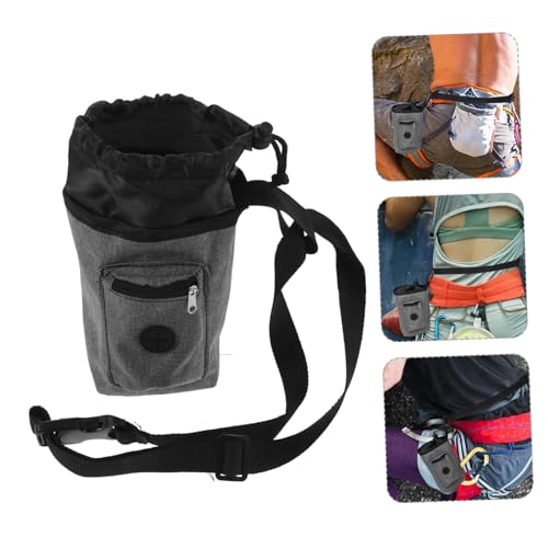 Generic Gray Climbing Chalk Bag with Zippered Pocket Slip Oxford Cloth Chalk Pouch for Rock Climbing Bouldering Hiking and Gym Workouts Grip Enhancer for Indoor and Outdoor Sports